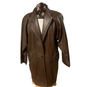 Vintage LNR Brown Genuine Leather Jacket / Coat 2 Button Closure Women’s Size M